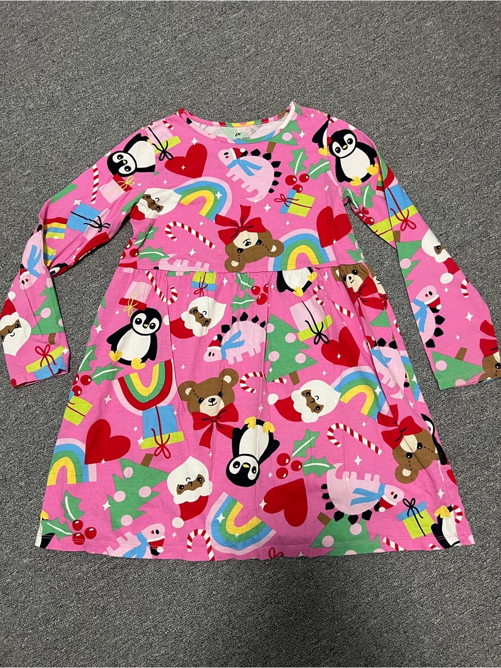 H&M Pink Kids' Dress with Rainbow & Holiday Motifs